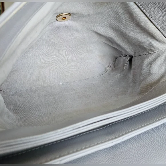 Chanel Gray Caviar Leather Top Handle Two-way Flap Bag - Picture 12 of 16